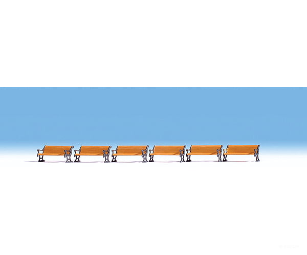 Noch Tt 46849 Wood Benches -- Pkg(6) Scenery Details