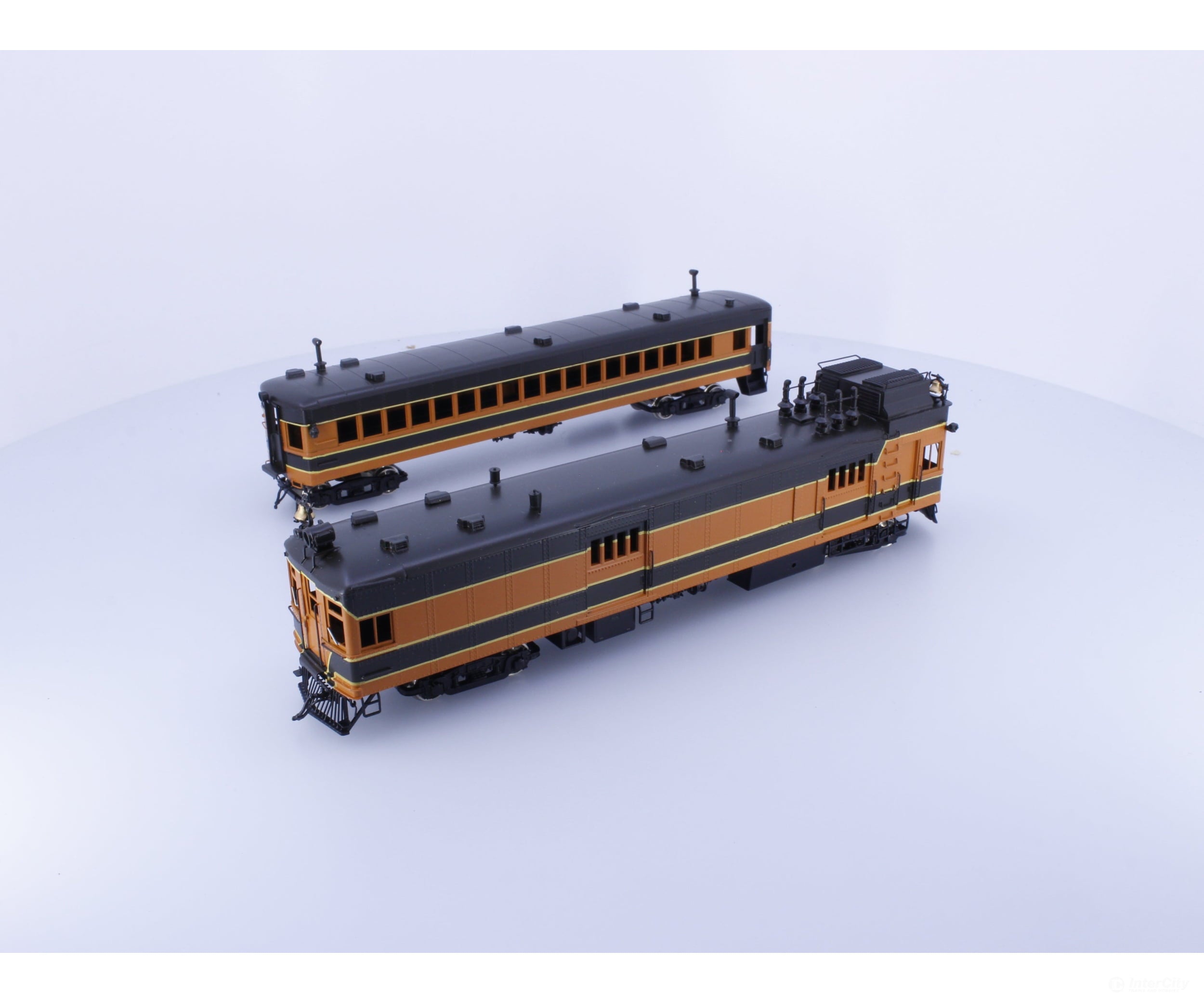 Oriental Limited GECT HO Brass Gas Electric 2302 and Coach Trailer 600 Great Northern (GN) 2302 Analog DC Locomotives