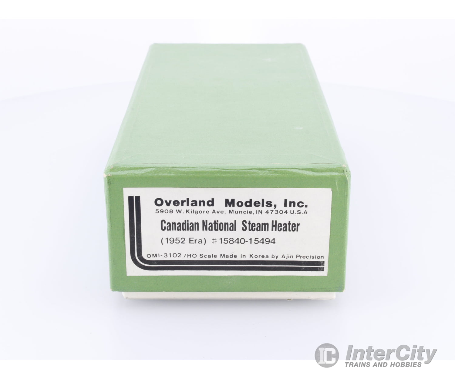 Overland OMI-3102 HO Brass Steam Heater Car 1952 Era Painted Black and Green Canadian National (CN) 15480 Passenger Cars