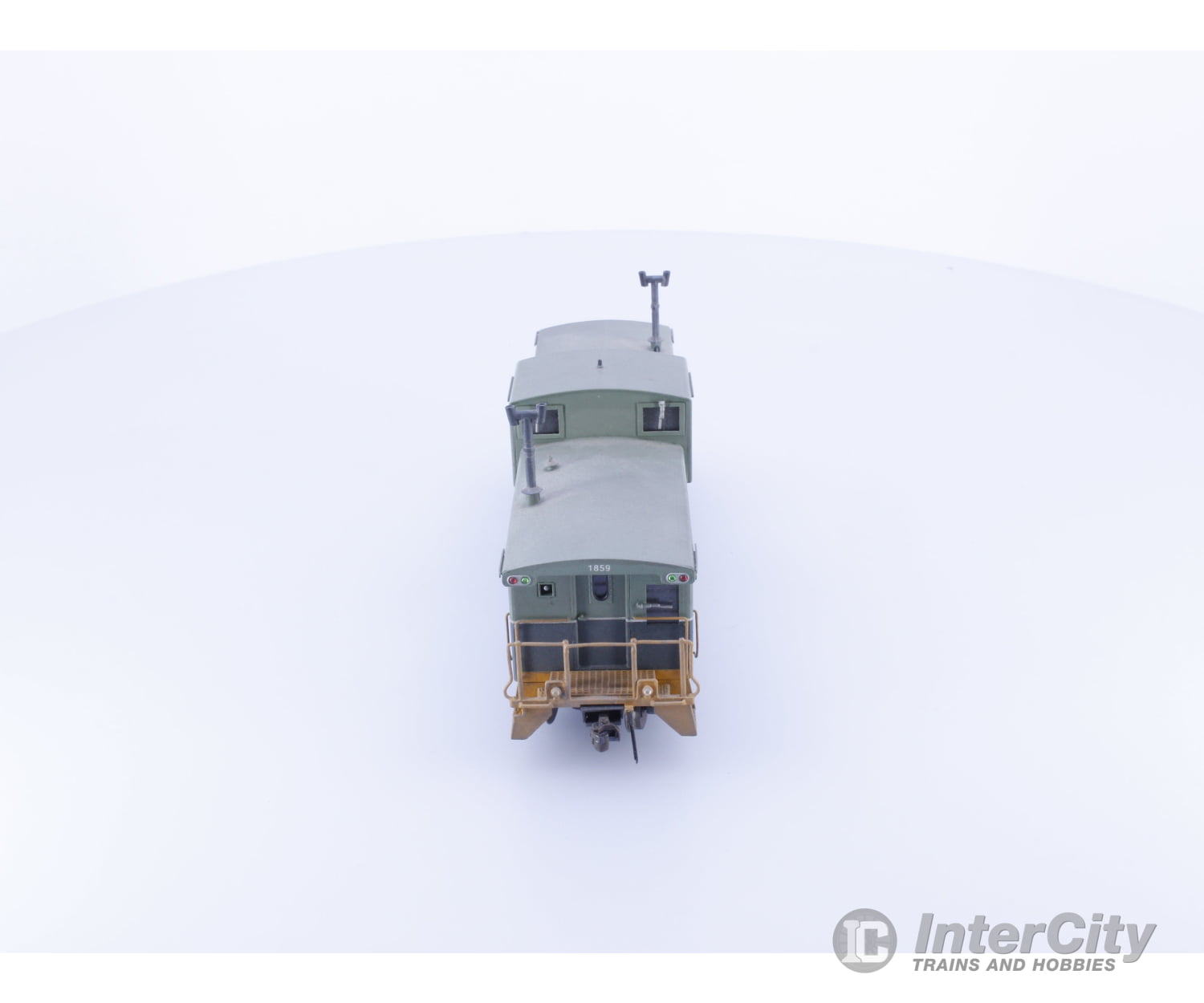 Overland OMI-3861 HO Brass Wide Vision Caboose Factory Painted BC Rail and Weathered Pacific Great Eastern (PGE) 1859