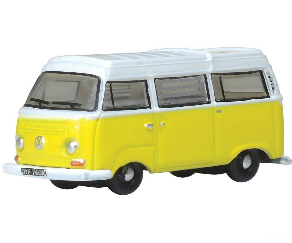 Oxford Diecast N NVW016 Volkswagen T2 Bay Window Camper - Assembled - Saturn Yellow White - Cars & Trucks