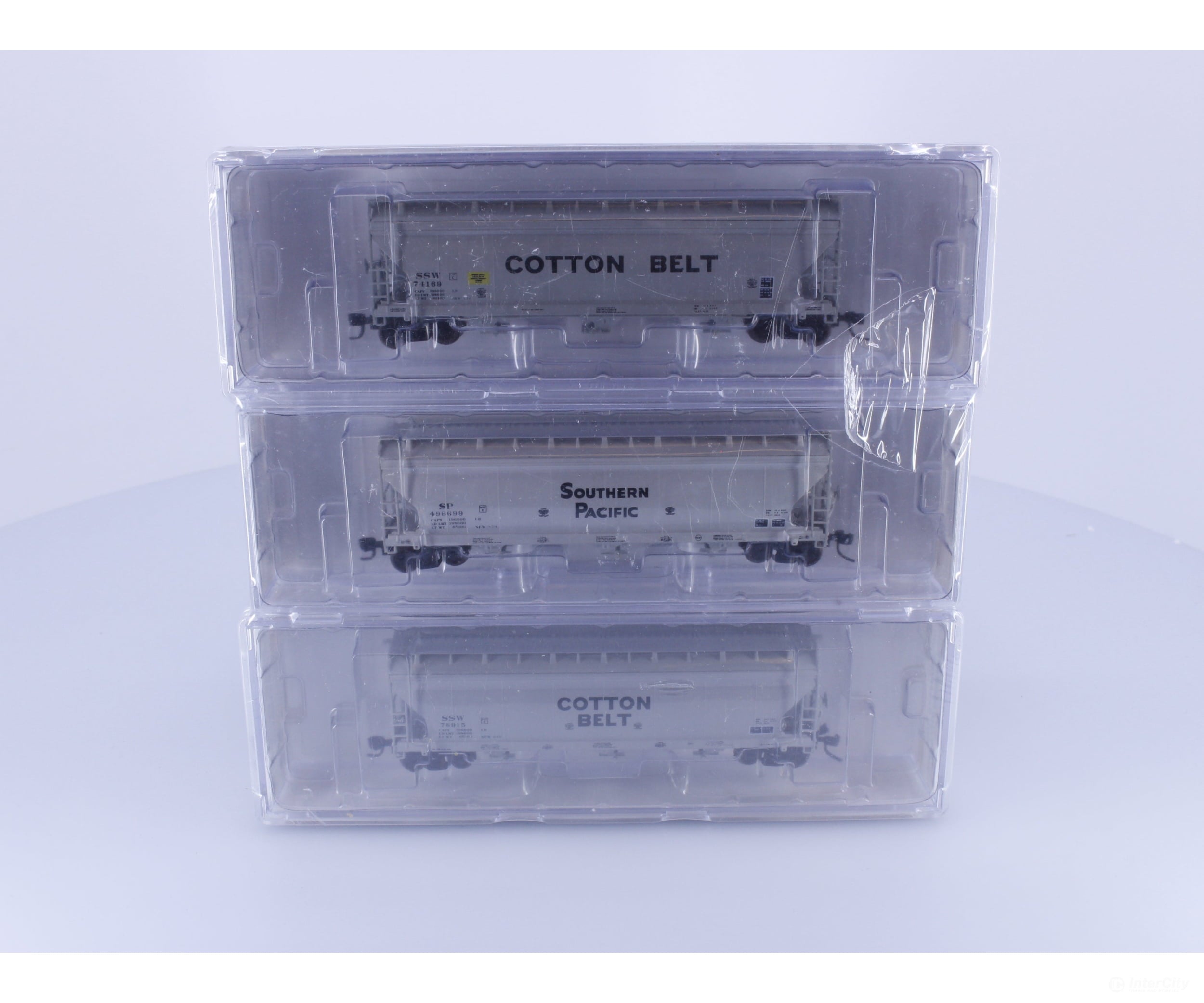 Pacific Western Rail Systems 1090-3D N 3 Pack Set 3 Bay 4650 cu.ft. ACF Covered Hoppers Set 4 of 4 Southern Pacific