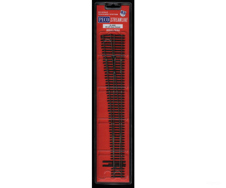 Peco Ho Sl8382 North American-Style Code 83 #8 Turnout - Streamline -- Left Hand Insulfrog Track &