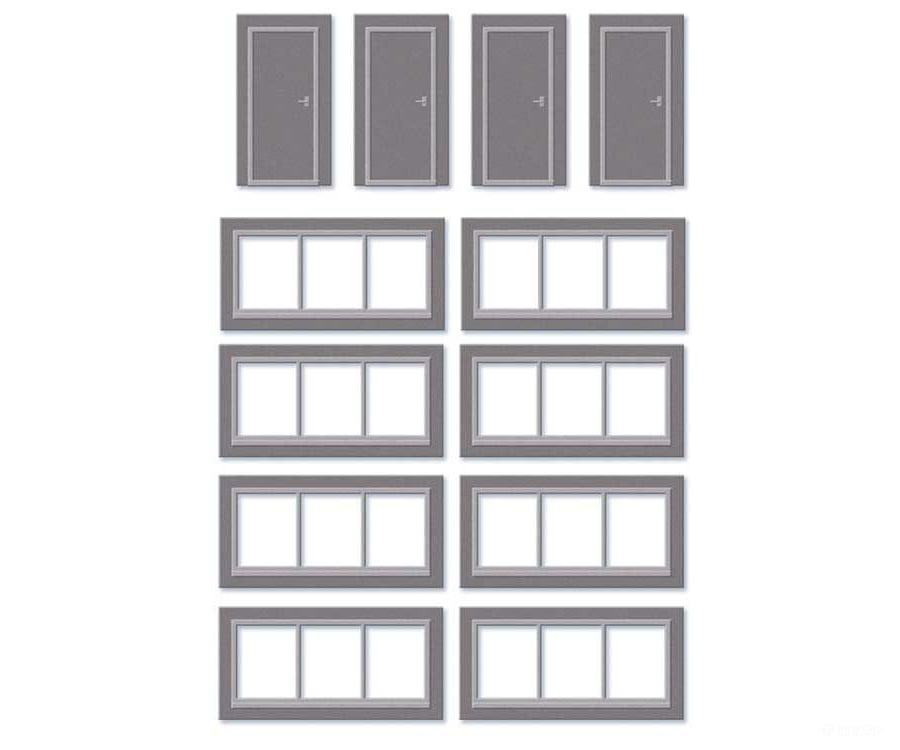 Peco Ssm314 Doors & Windows Detail Pack - Wills Fits Concrete Industrial/Retail Building Made Using
