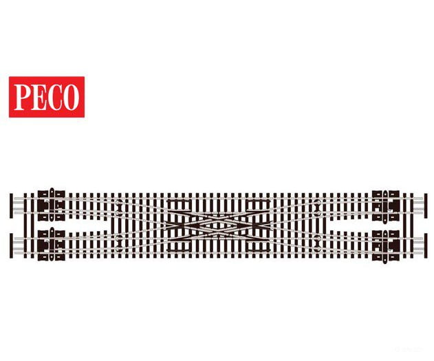 Peco N SLE383F Code 55 Double Crossover (Scissors-Type) -- Electrofrog - Medium - 18’’ Radius - Track & Turnouts
