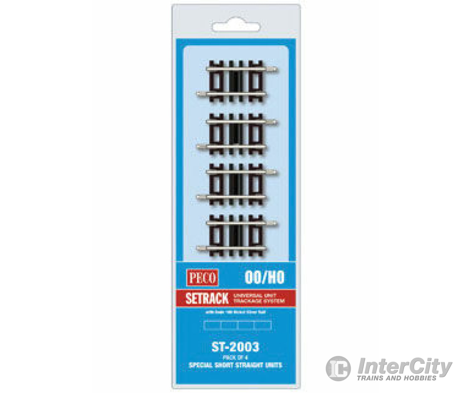 Peco St2003 Code 100 Nickel Silver Special Short Straight - Setrack 1-5/8 4.1Cm Pkg(4) Track &