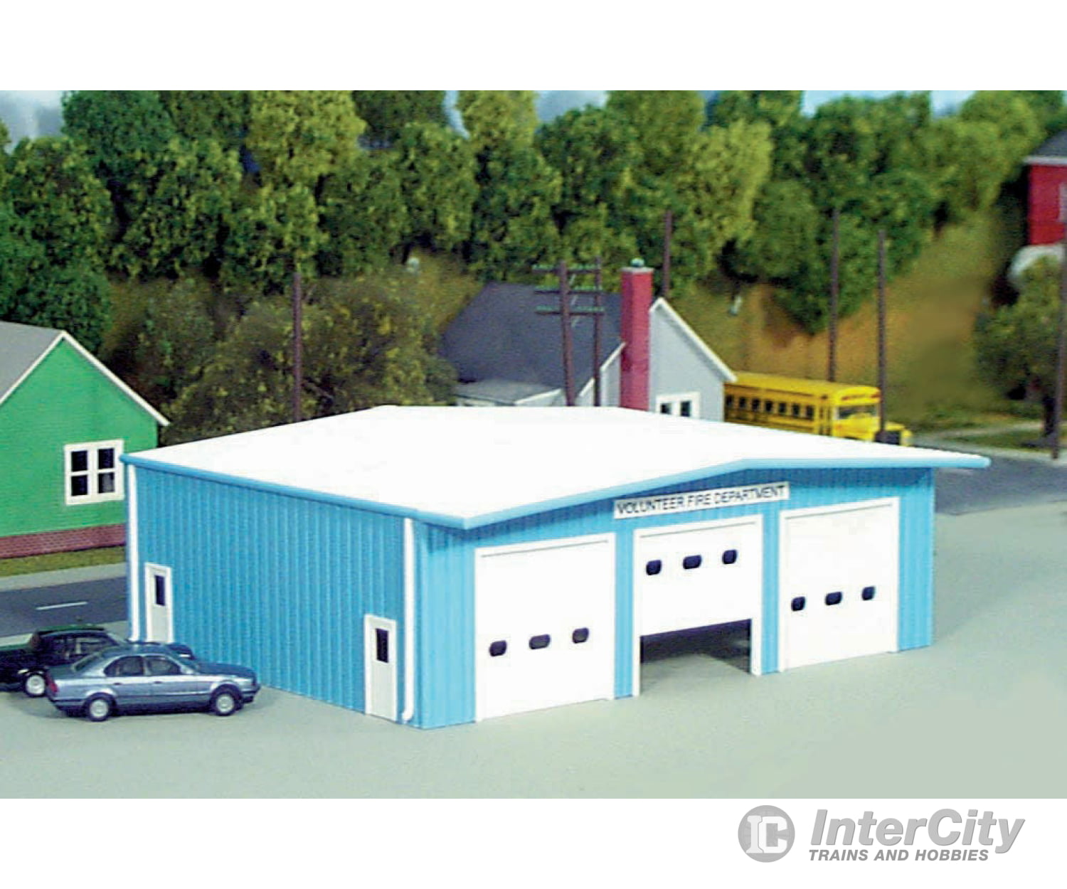 Pikestuff 19 Fire Station -- Kit (Blue) - 7 X 5-1/2’ 17.5 12.5Cm Structures