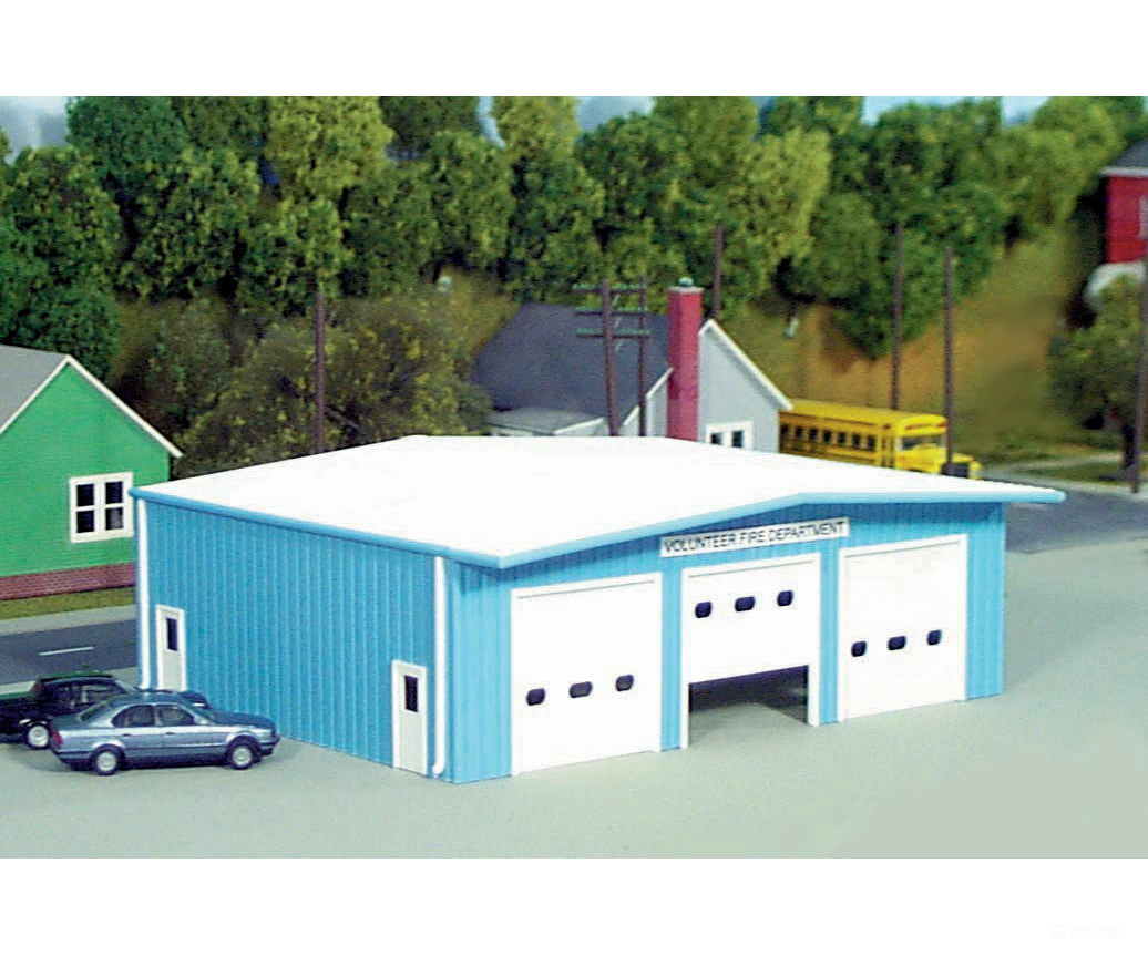 Pikestuff 19 Fire Station -- Kit (Blue) - 7 X 5-1/2’ 17.5 12.5Cm Structures