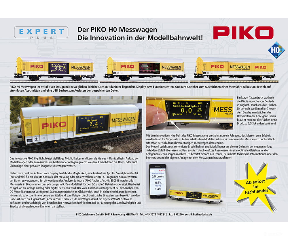 Piko 55050 Piko Ho Measurement Car Messwagen (Dc/Dcc Or Marklin Ac) Dcc Accessories