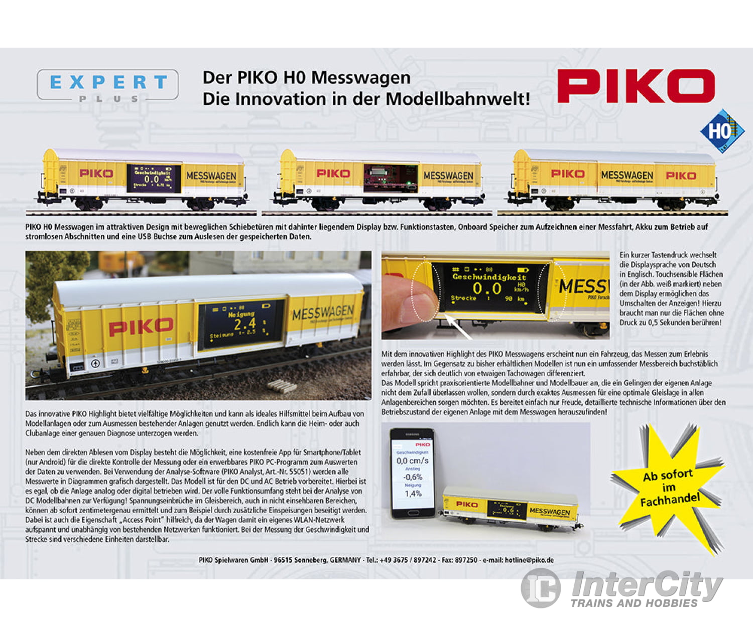 Piko 55050 Piko Ho Measurement Car Messwagen (Dc/Dcc Or Marklin Ac) Dcc Accessories