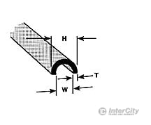 Plastruct 90173 5/16 Butyrate Half-Round Profile 4 Per Pack Scratch Building Supplies