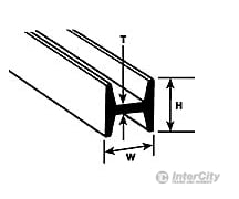 Plastruct 90541 1/16 Styrene H Column - 10 Length Per Pack Scratch Building Supplies