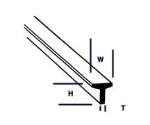 Plastruct 90562 1/16 Styrene Tee - 10 Length Per Pack Scratch Building Supplies
