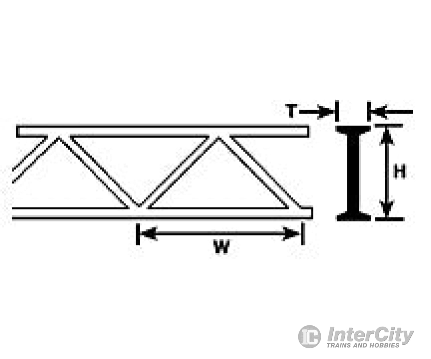 Plastruct 90658 1 Styrene Warren Open Web Truss 12 Length - 2 Per Pack Scratch Building Supplies