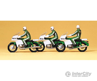 Preiser Ho 10489 Law Enforcement Officers -- Police On Motorcycles Figures