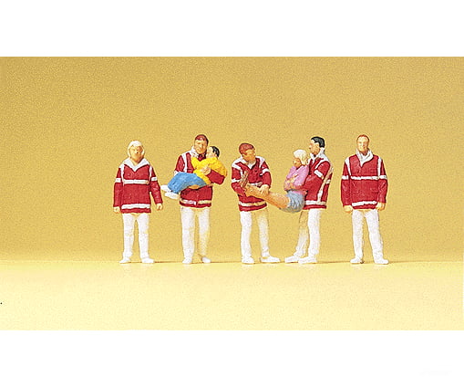 Preiser Ho 10518 Working People -- Paramedics Carrying A Patient Pkg(4) Figures