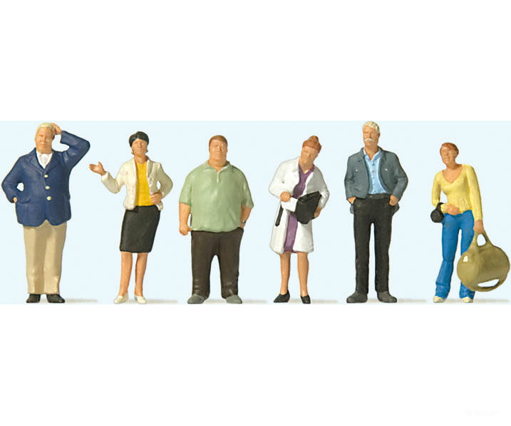 Preiser Ho 10734 Waiting Train Travelers -- Pkg(6) Figures