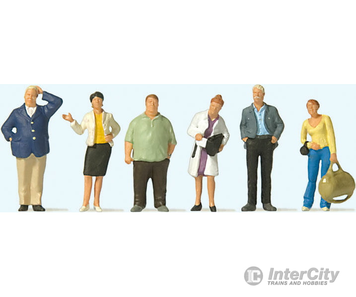 Preiser Ho 10734 Waiting Train Travelers -- Pkg(6) Figures