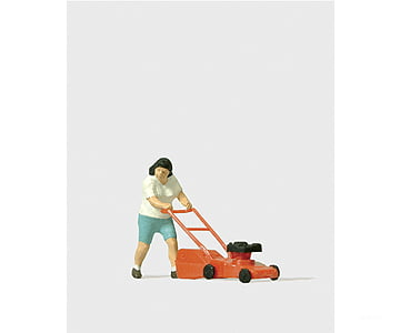 Preiser Ho 28085 Woman Mowing The Lawn Figures