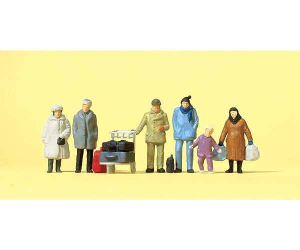 Preiser Kg HO 14038 Passengers - Travelers in Winter Clothing pkg(6) - Figures