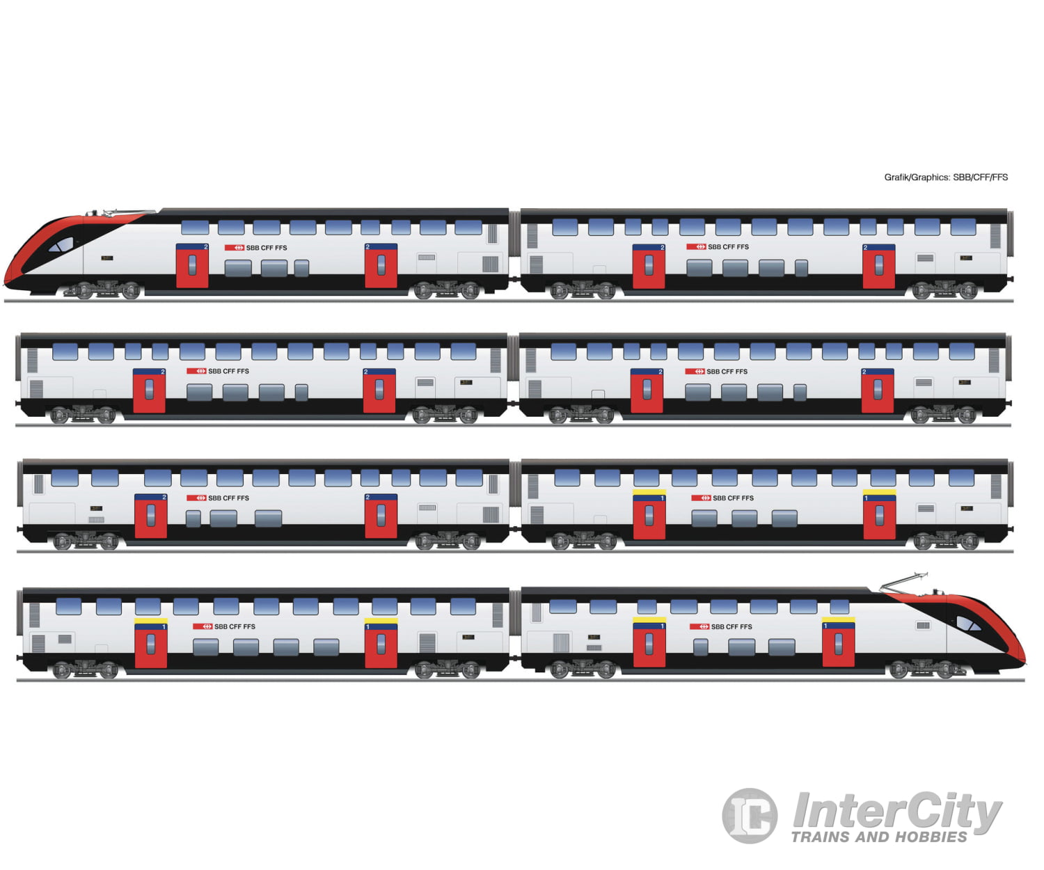 Price Tbd - Roco 7700007 Ho 8-Piece Set: Long-Distance Double-Deck Train Rabe 502 Sbb Era 6 (Dc)