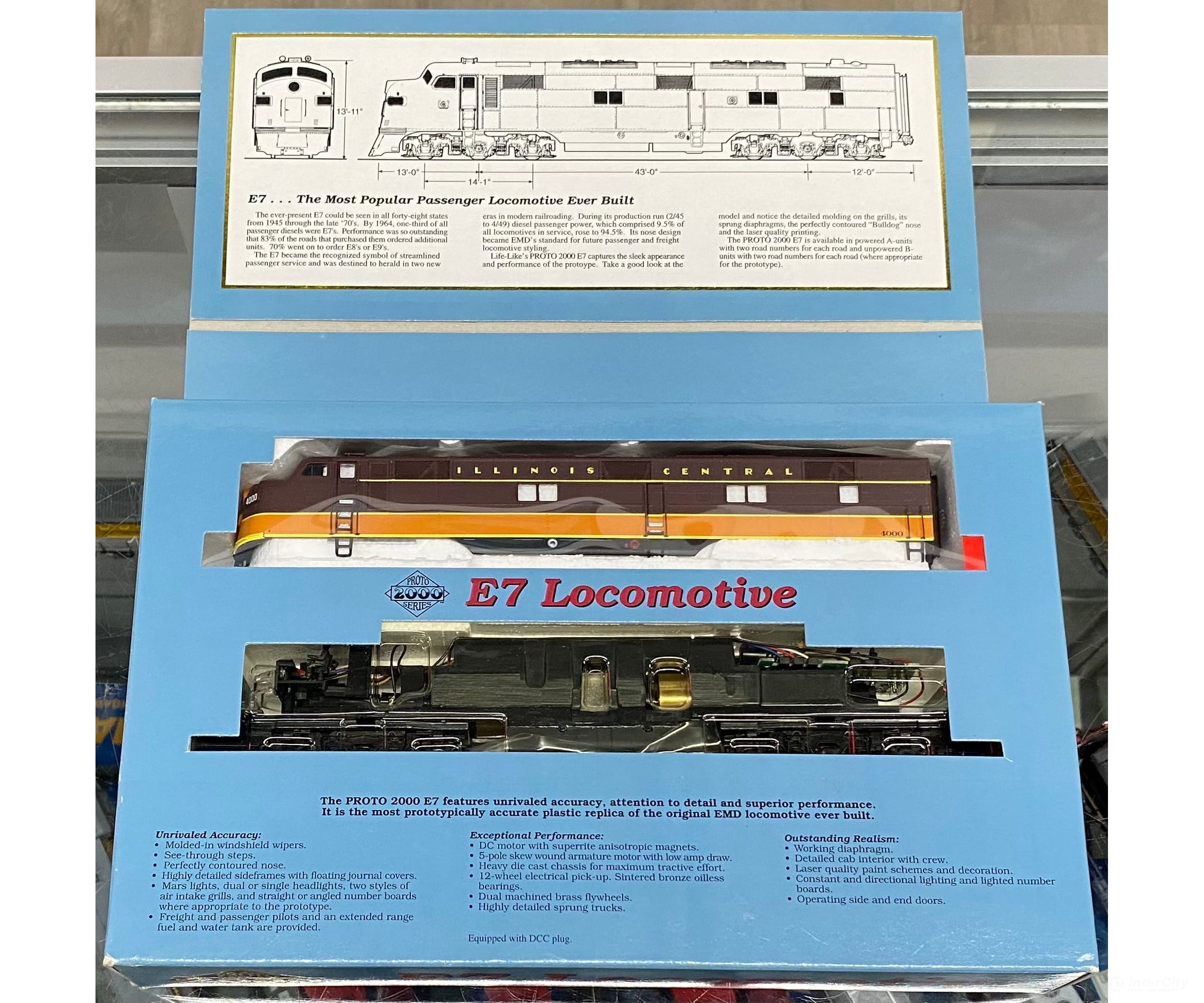 Proto 2000 21108 HO E7 A-Unit with Mars Light Illinois Central (IC) 4000 DCC Ready Locomotives