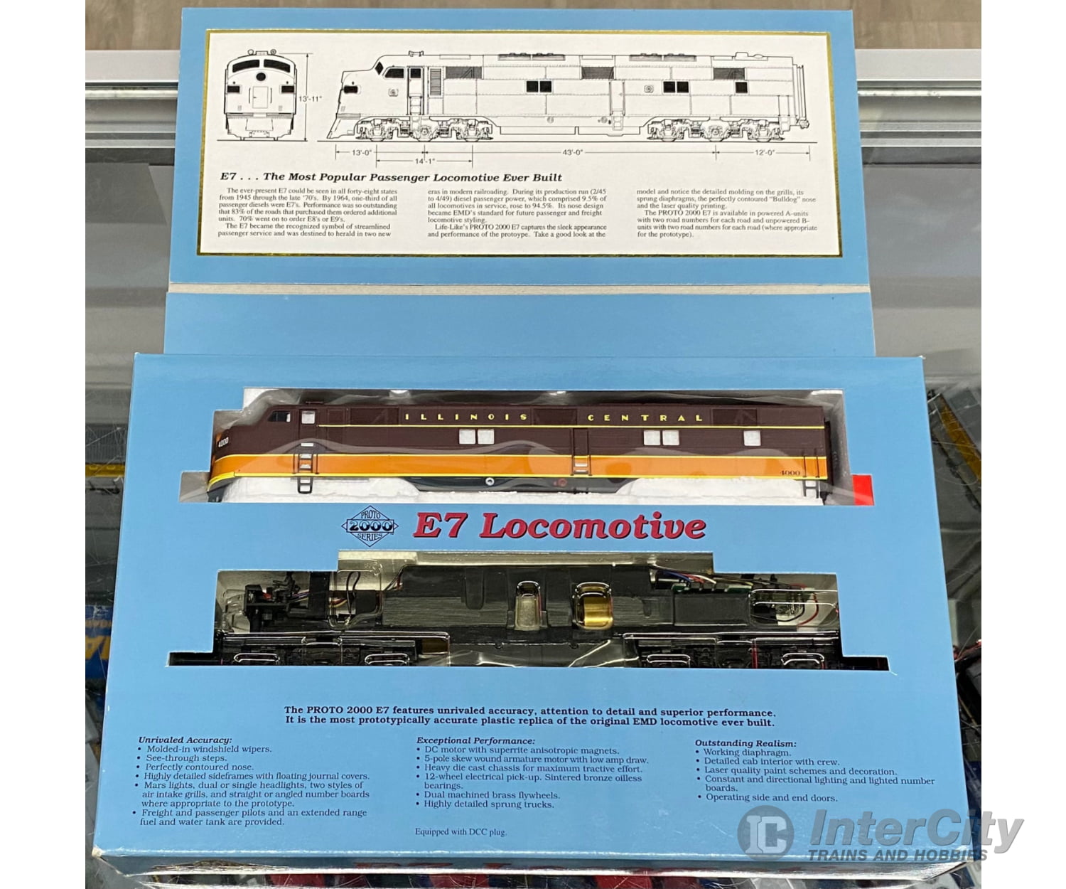 Proto 2000 21108 HO E7 A-Unit with Mars Light Illinois Central (IC) 4000 DCC Ready Locomotives