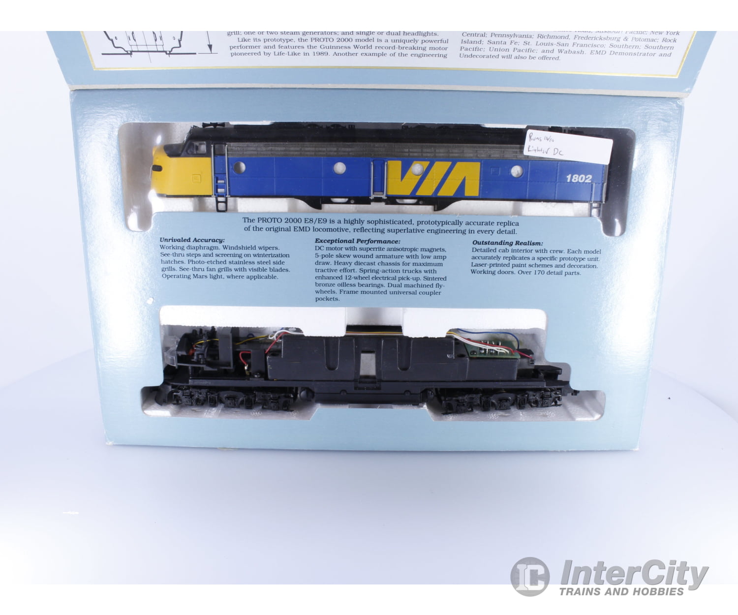 Proto 2000 C8843 HO E8/9 Diesel Locomotive #2 Via Rail (VIA) 1802 Analog DC Locomotives