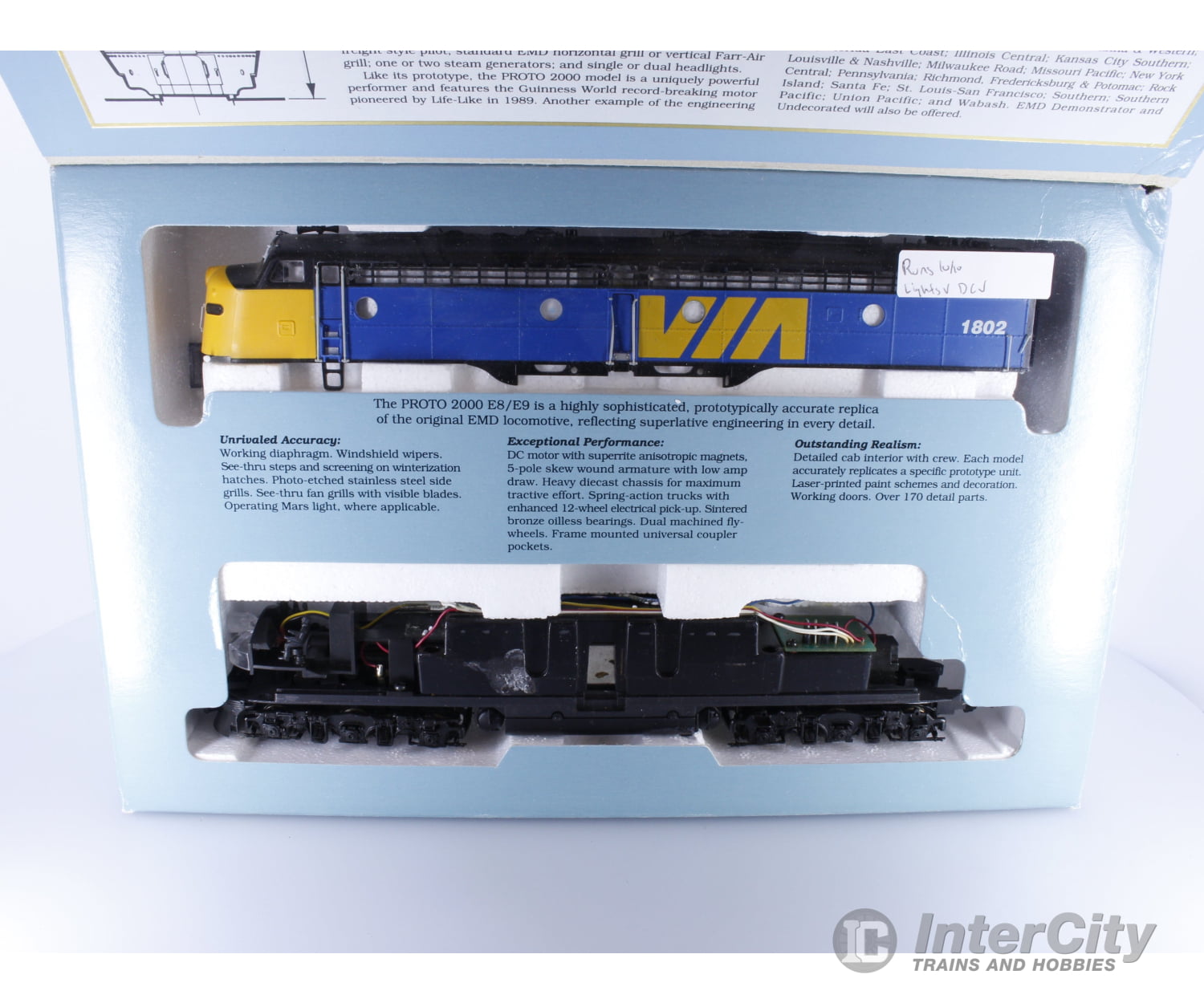 Proto 2000 C8843 HO E8/9 Diesel Locomotive Via Rail (VIA) 1802 Analog DC Locomotives
