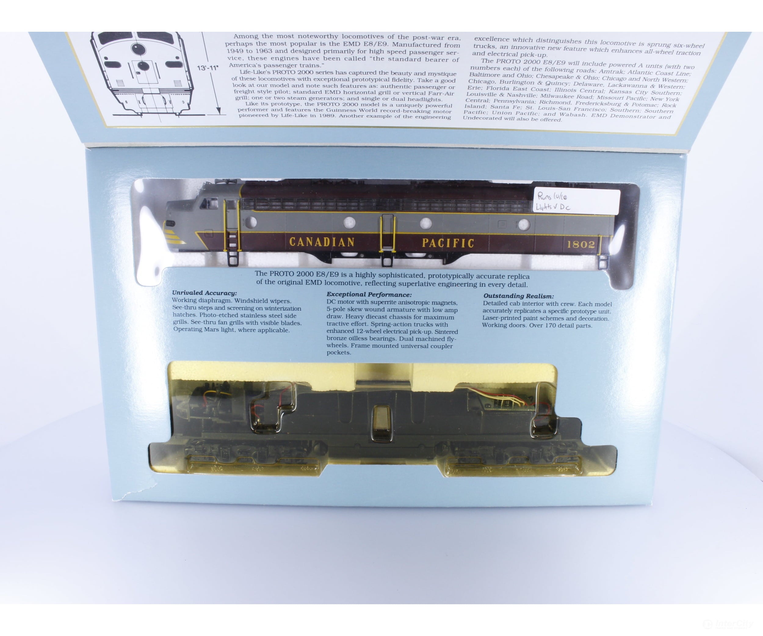 Proto 2000 C8844 HO E8/9 Diesel Locomotive #2 Canadian Pacific (CP) 1802 Analog DC Locomotives