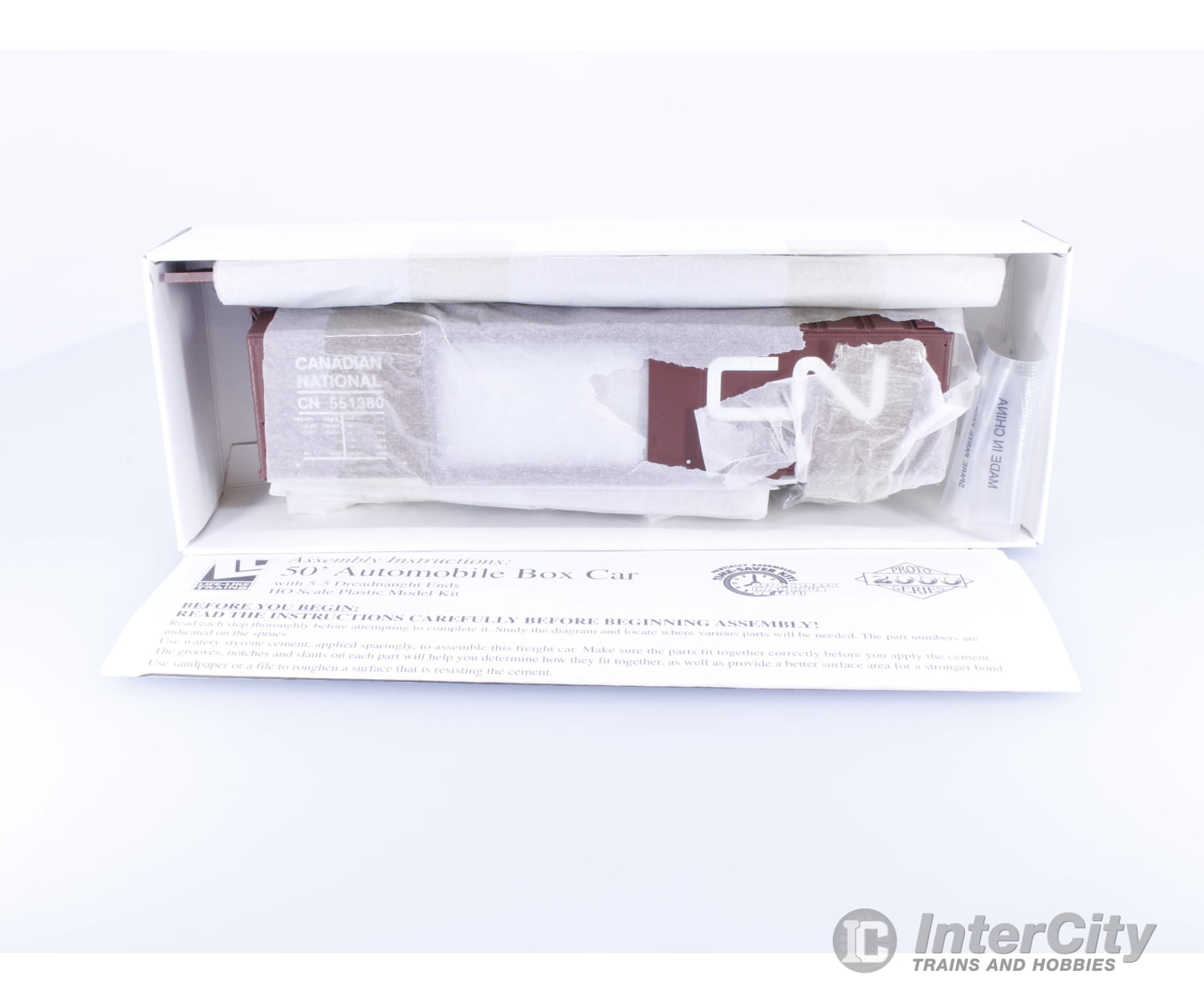 Proto 2000 LL84467 HO 50’ Automobile Box Car Kit Canadian National (CN) 551380 Freight Cars