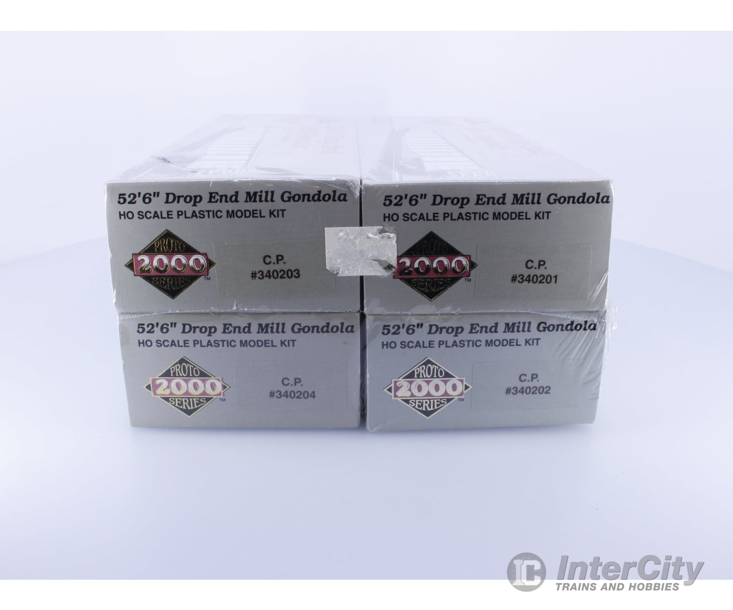 Proto 2000 Series 84495 HO 4 pack of 52’6’’ Drop End Mill Gondola Model Kit Canadian Pacific (CP) 340201/202/203/204