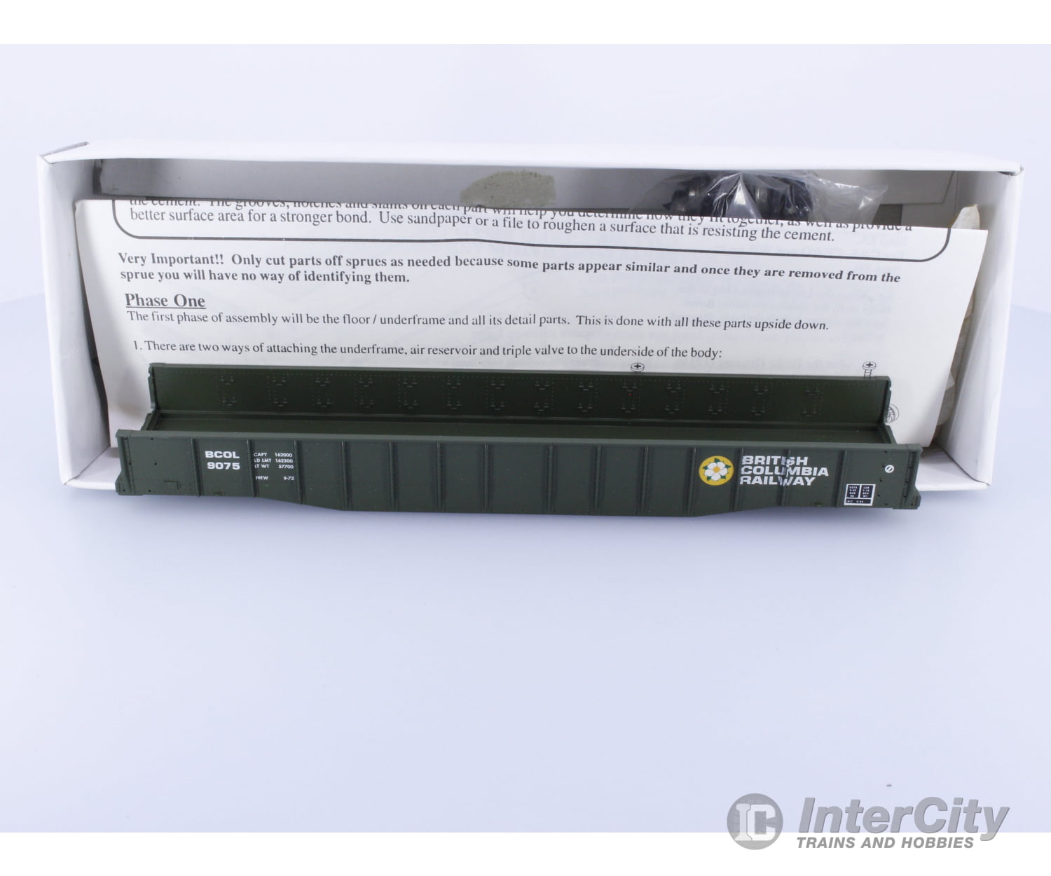 Proto 2000 Series HO 52’6’’ Drop End Mill Gondola Model Kit BC Rail (BCOL) 9075 Freight Cars
