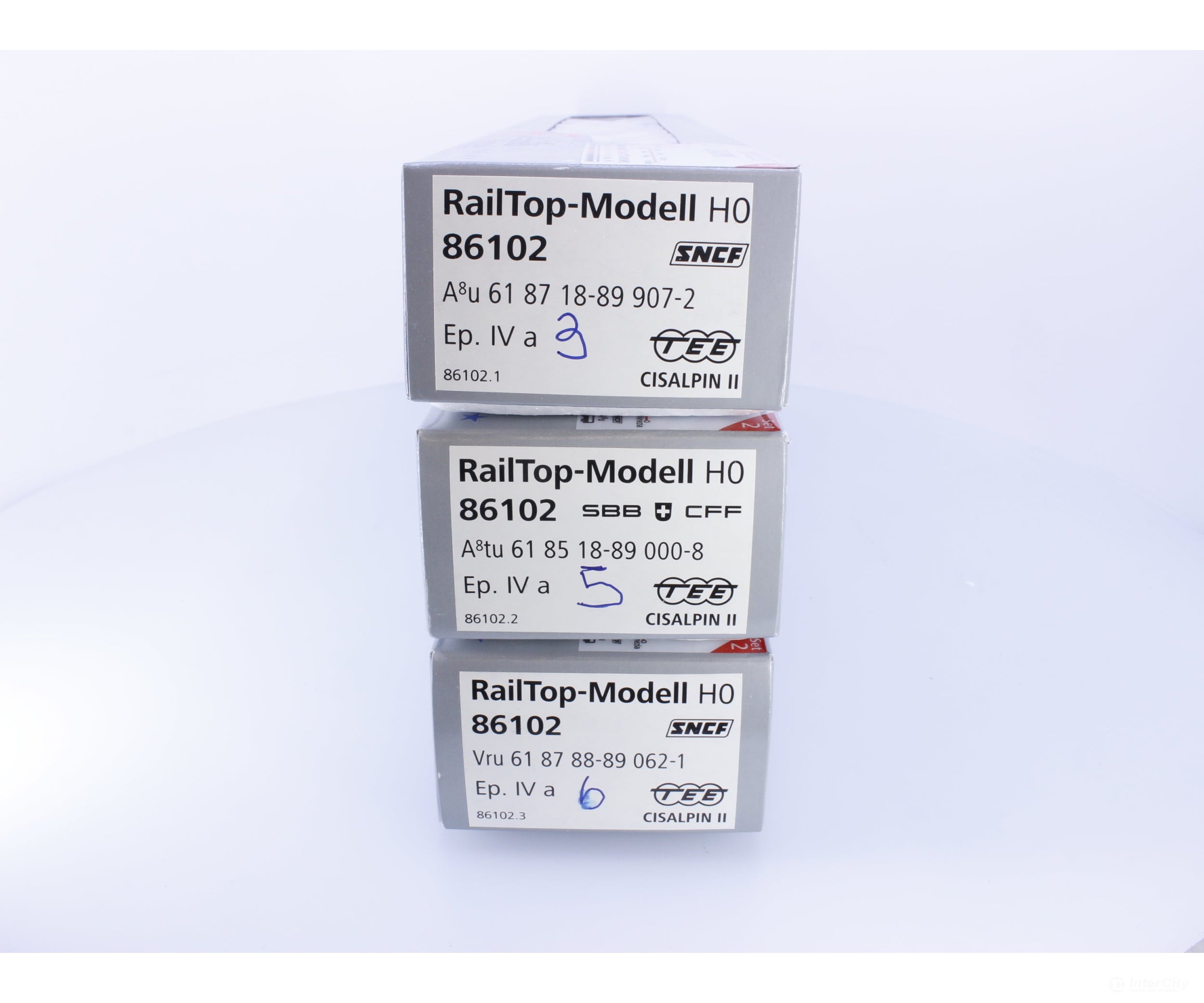 RailTop-Modell 86102 HO SNCF TEE Cisalpin Passenger Coach Set 2 3 Car Set 062-1 000-8 907-2 - European Passenger Cars