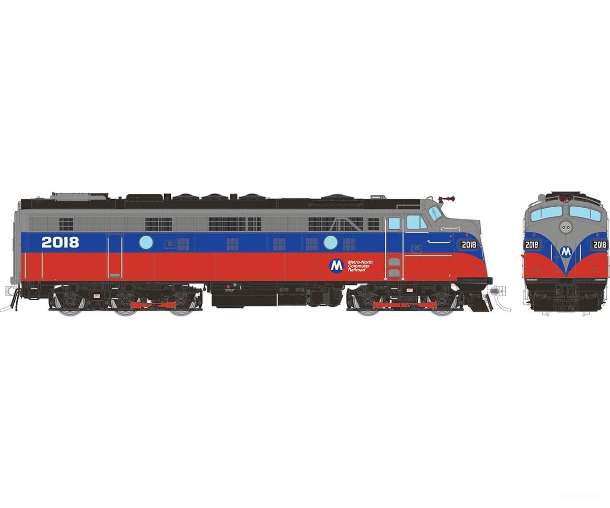 Rapido 014125 HO Rebuilt FL9 (DC/Silent): Metro North - Red & Blue: #2018 Locomotives