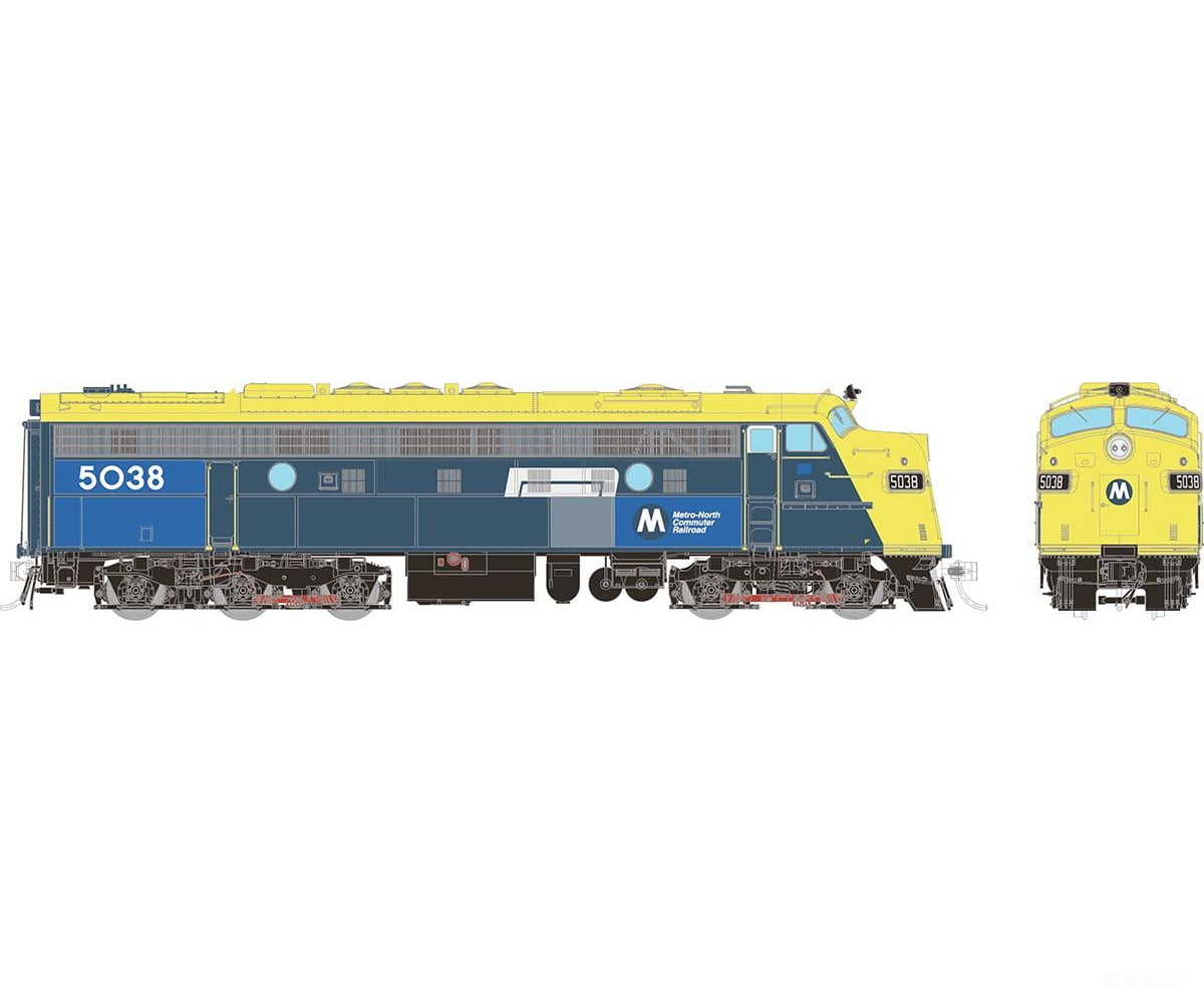 Rapido 014570 HO EMD FL9 (DC/DCC/Sound): Metro North - Blue & Yellow Patch: #5038 Locomotives