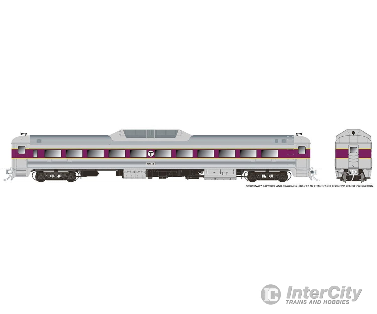 Rapido 016317 Ho Budd Rdc-9 (Dc/Silent): Mbta: #6911 Locomotives