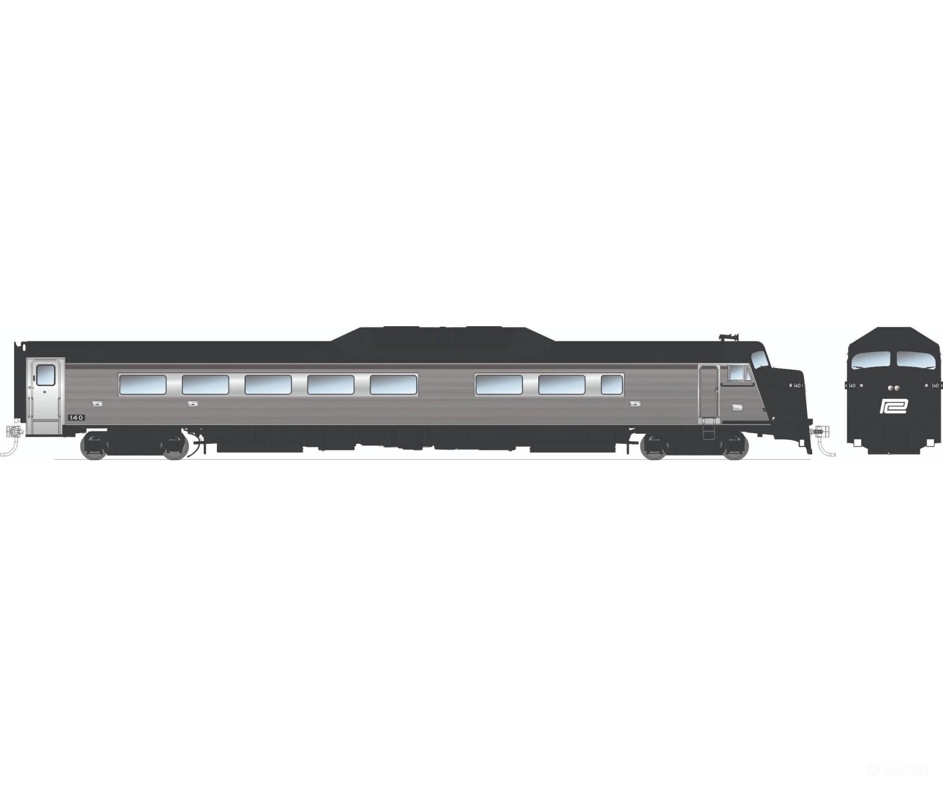 Rapido 016402 HO Budd Roger Williams End car (DC/Silent): Penn Central: Unnumbered Locomotives