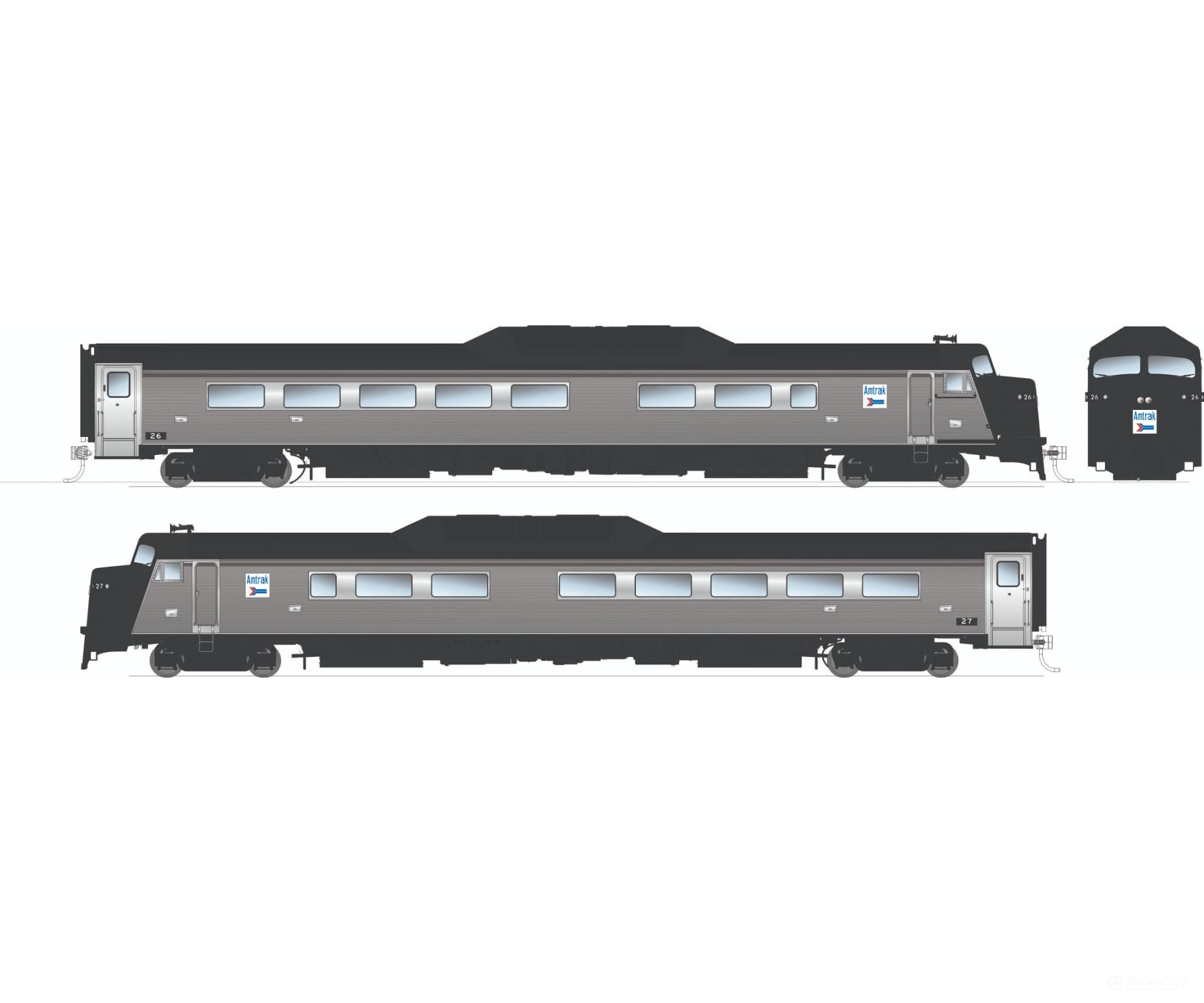 Rapido 016404 HO Budd Roger Williams 2-car set (DC/Silent): Amtrak - Early Version Locomotives