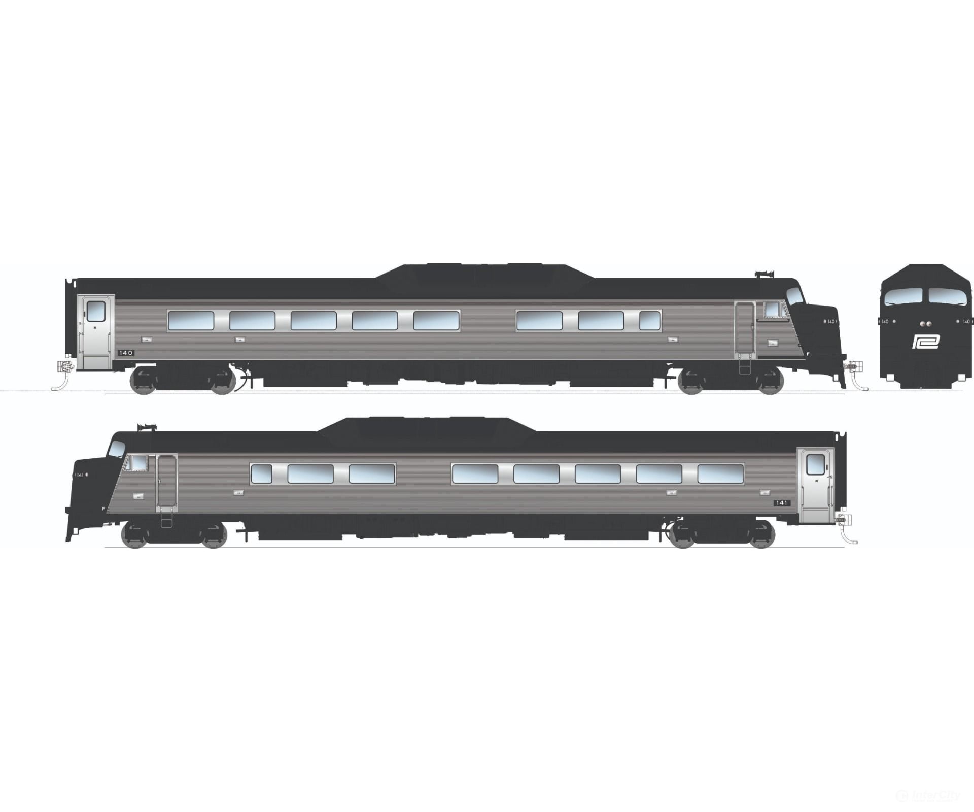 Rapido 016903 HO Budd Roger Williams 2-car set (DC/DCC/Sound): Penn Central Locomotives