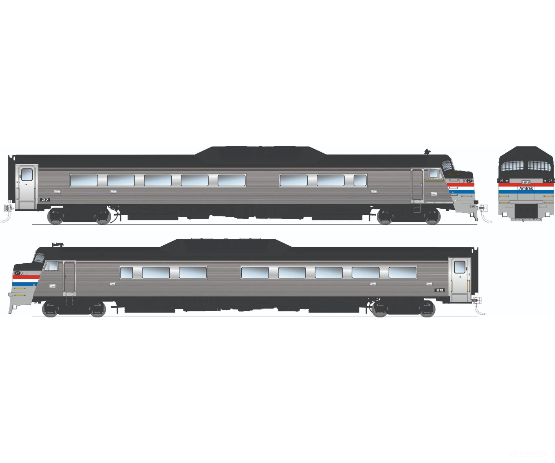 Rapido 016906 HO Budd Roger Williams 2-car set (DC/DCC/Sound): Amtrak - Phase 3 Locomotives