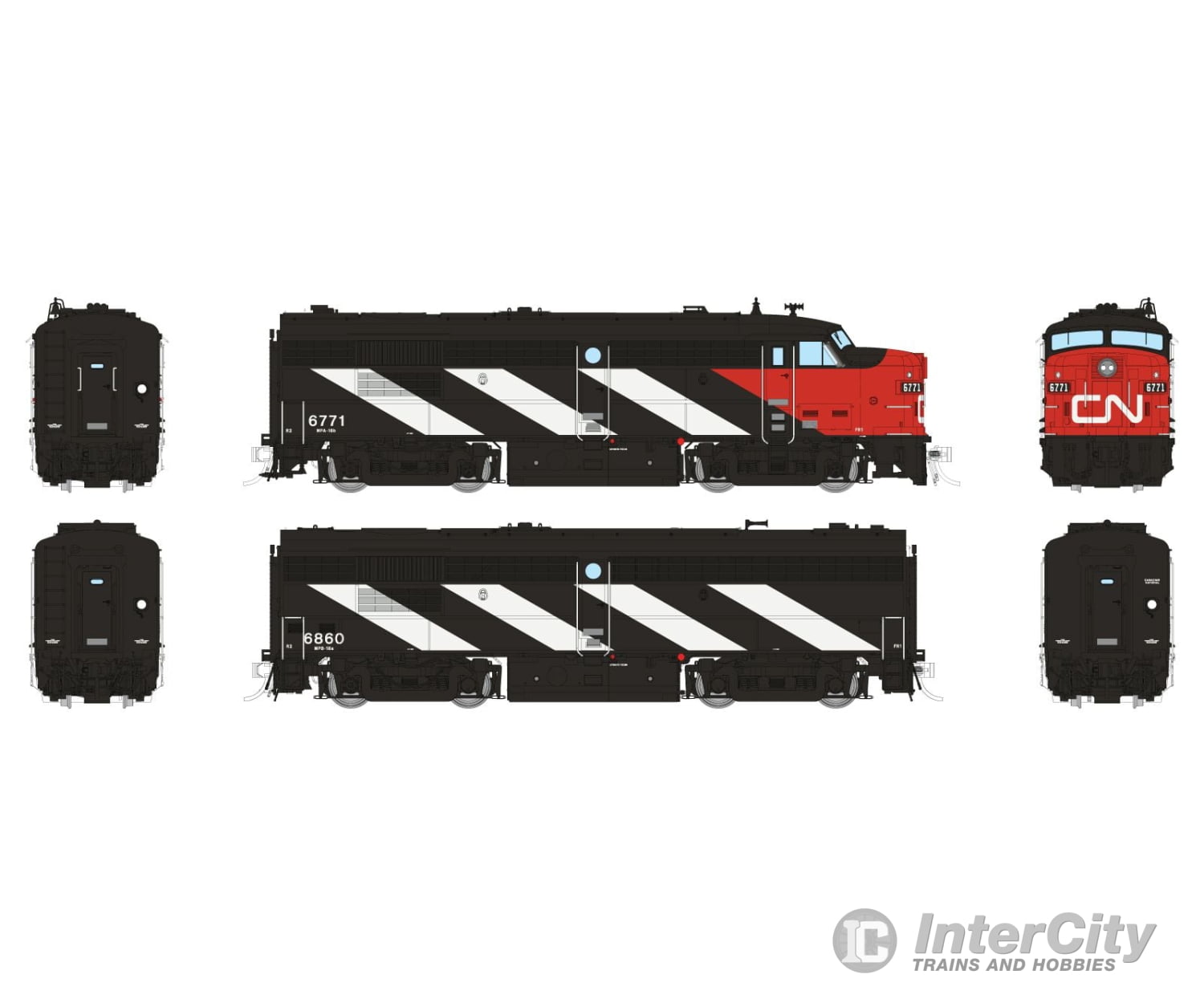 Rapido 021611 Ho Mlw Fpa-4 + Fpb-4 (Dc/Dcc/Sound): Cn - Wet Noodle Scheme: #6771 #6860 Locomotives