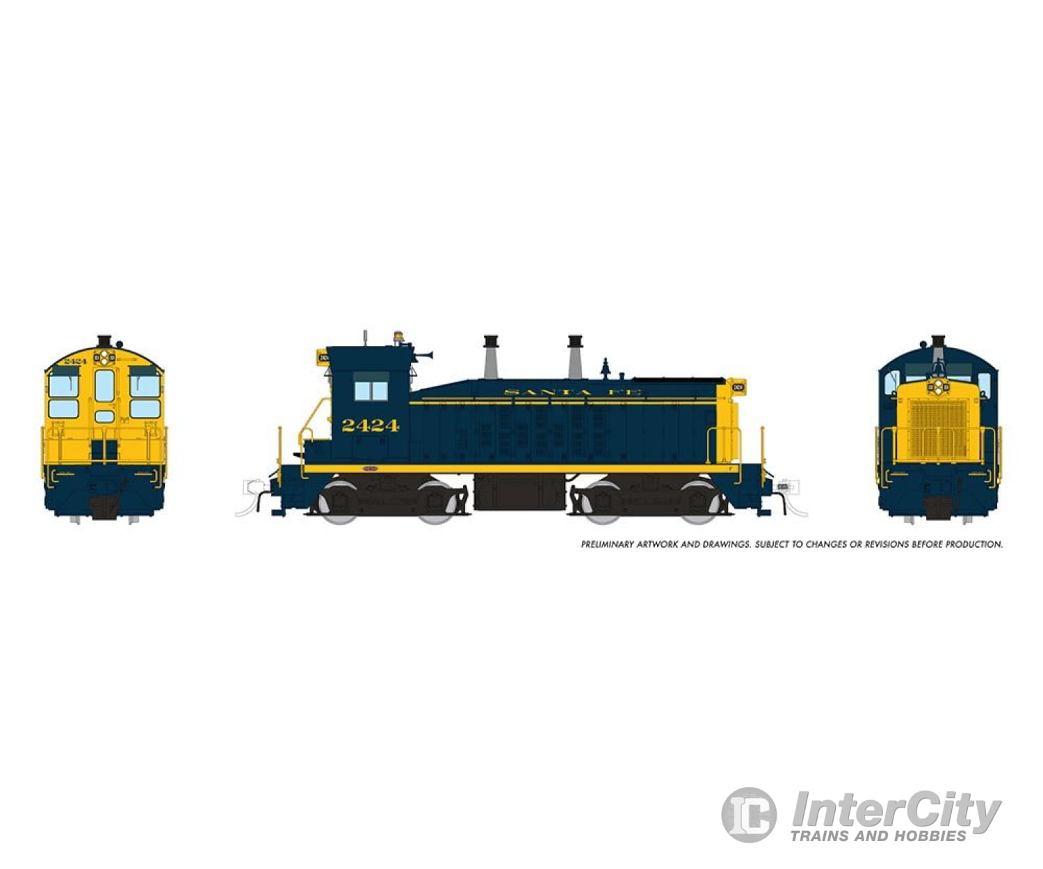 Rapido 027062 Ho Emd Sw9 (Dc/Silent): Santa Fe - Bookend Scheme: #2424 Locomotives