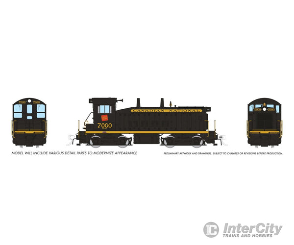 Rapido 027070 Ho Emd Sw9 (Dc/Silent): Canadian National - Black Scheme: #7000 Locomotives