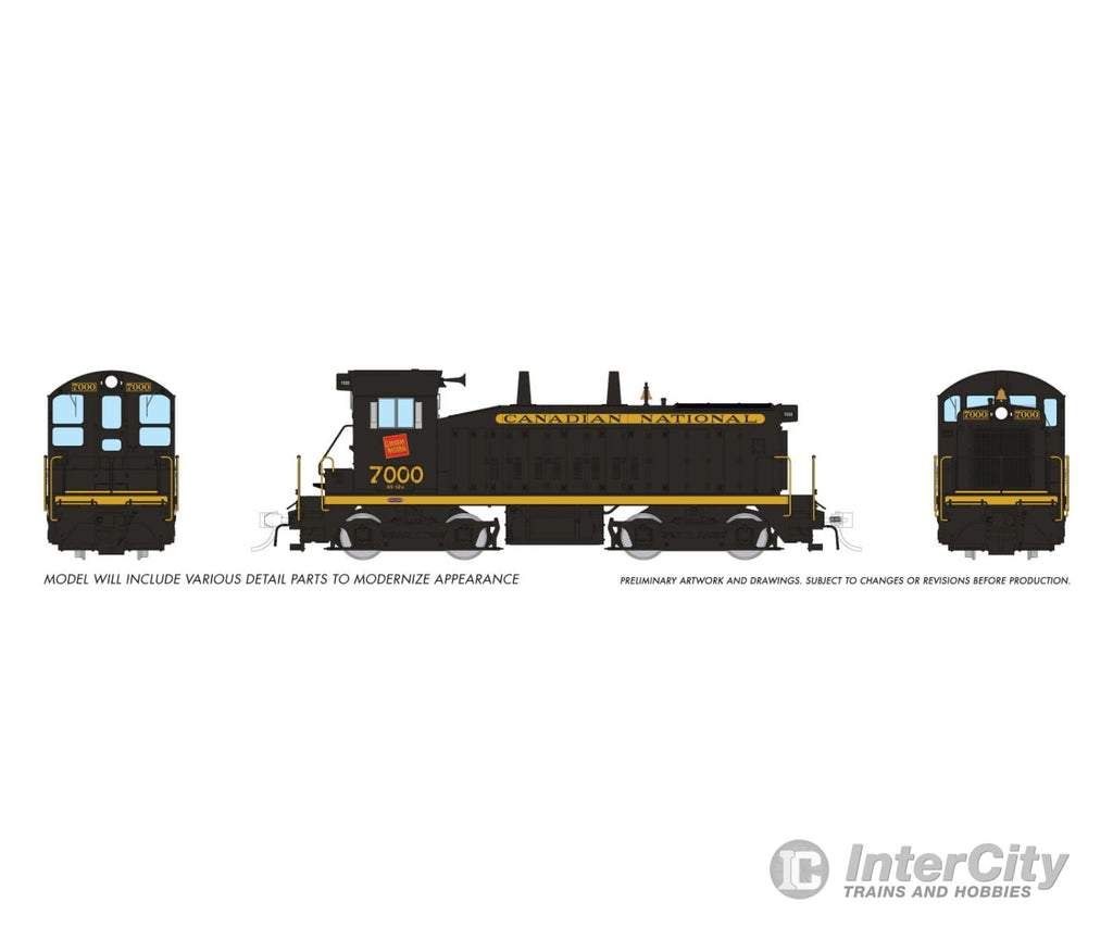 Rapido 027071 Ho Emd Sw9 (Dc/Silent): Canadian National - Black Scheme: #7004 Locomotives