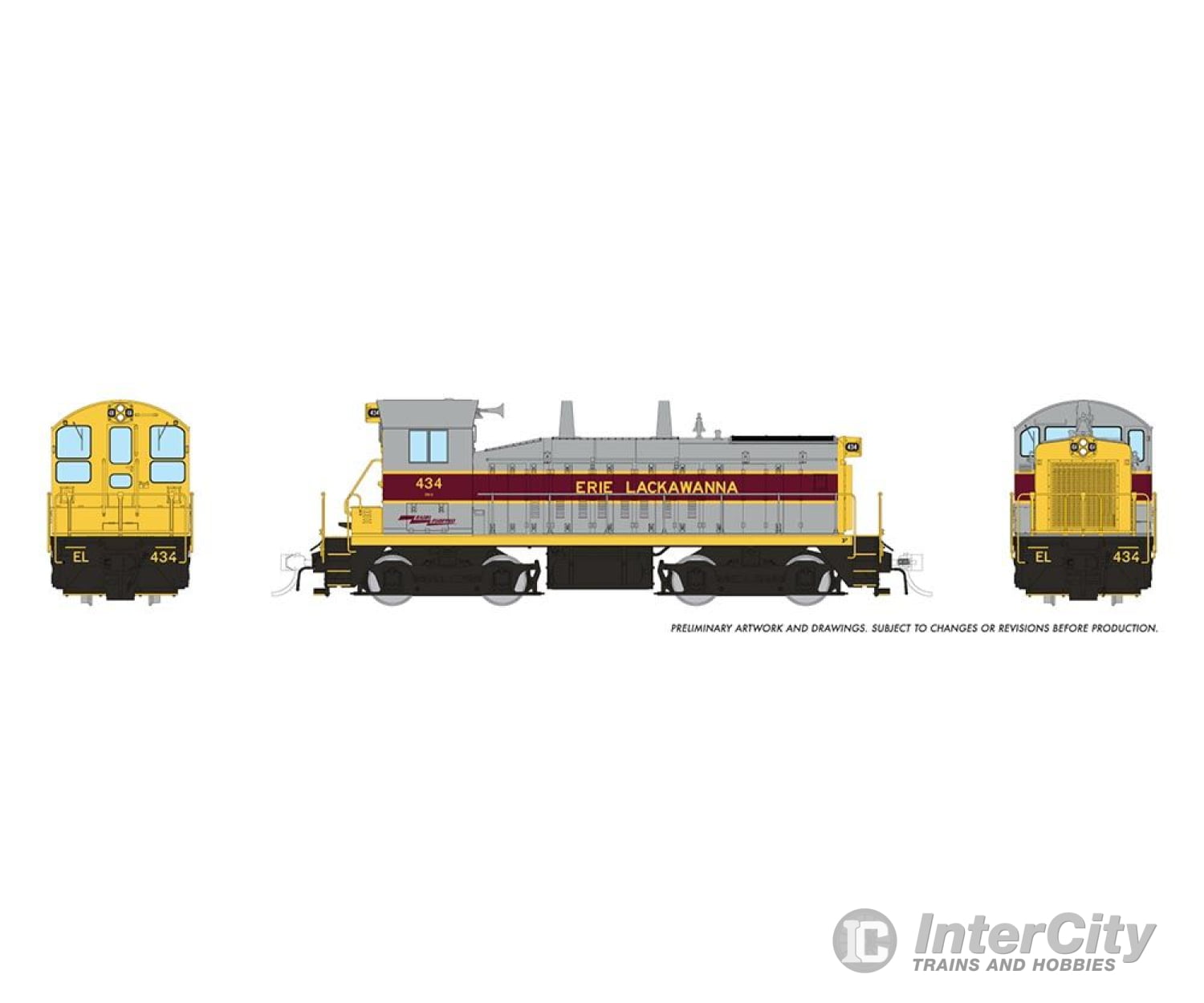 Rapido 027080 Ho Emd Sw9 (Dc/Silent): Erie-Lackawanna - Gray & Maroon: #437 Locomotives