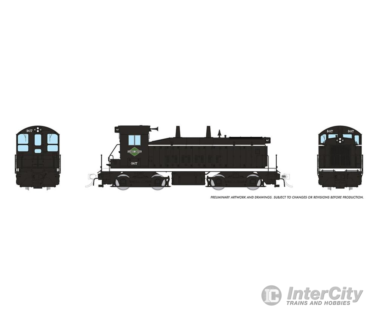 Rapido 027082 Ho Emd Sw9 (Dc/Silent): Illinois Central - Black Scheme: #467 Locomotives