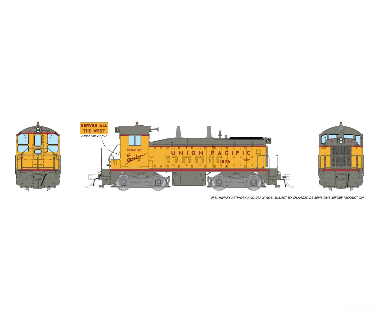 Rapido 027594 Ho Emd Sw9 (Dc/Dcc/Sound): Union Pacific - As Delivered Slogan: #1826 Locomotives