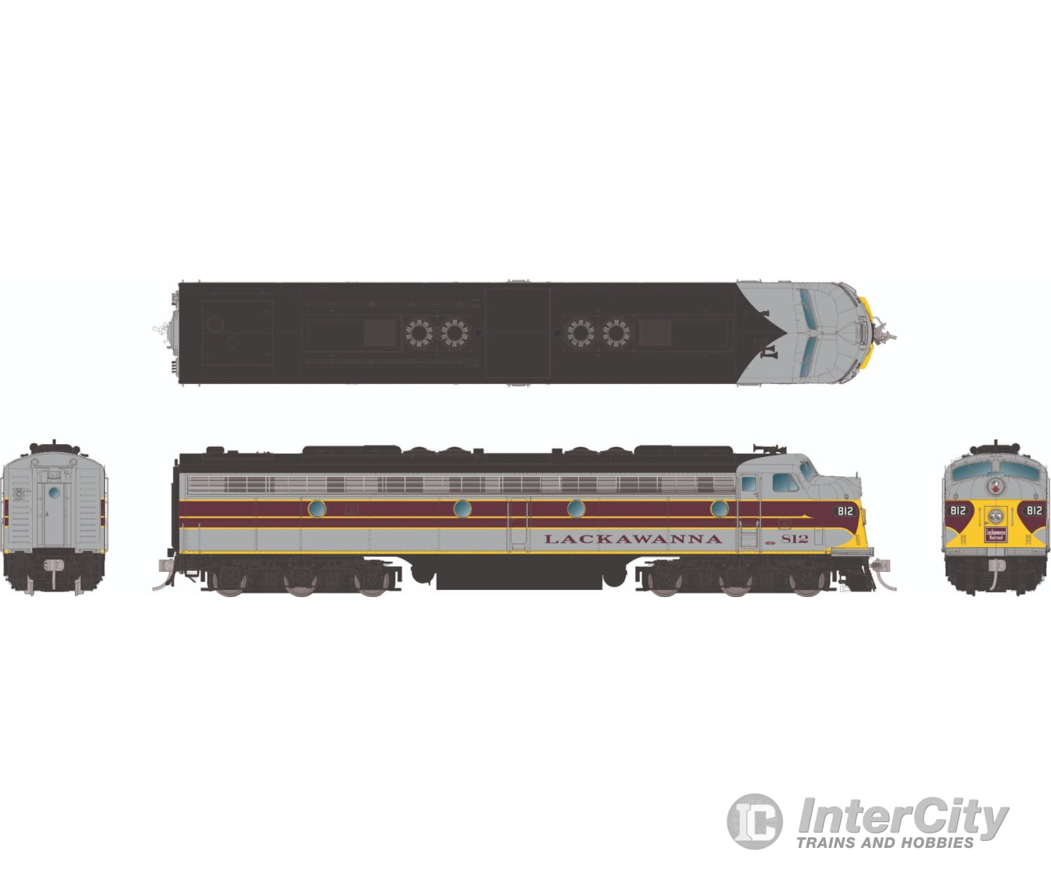 Rapido 028078 Ho Emd E8A (Dc/Silent): Dl&W - Gray & Maroon: #813 Locomotives