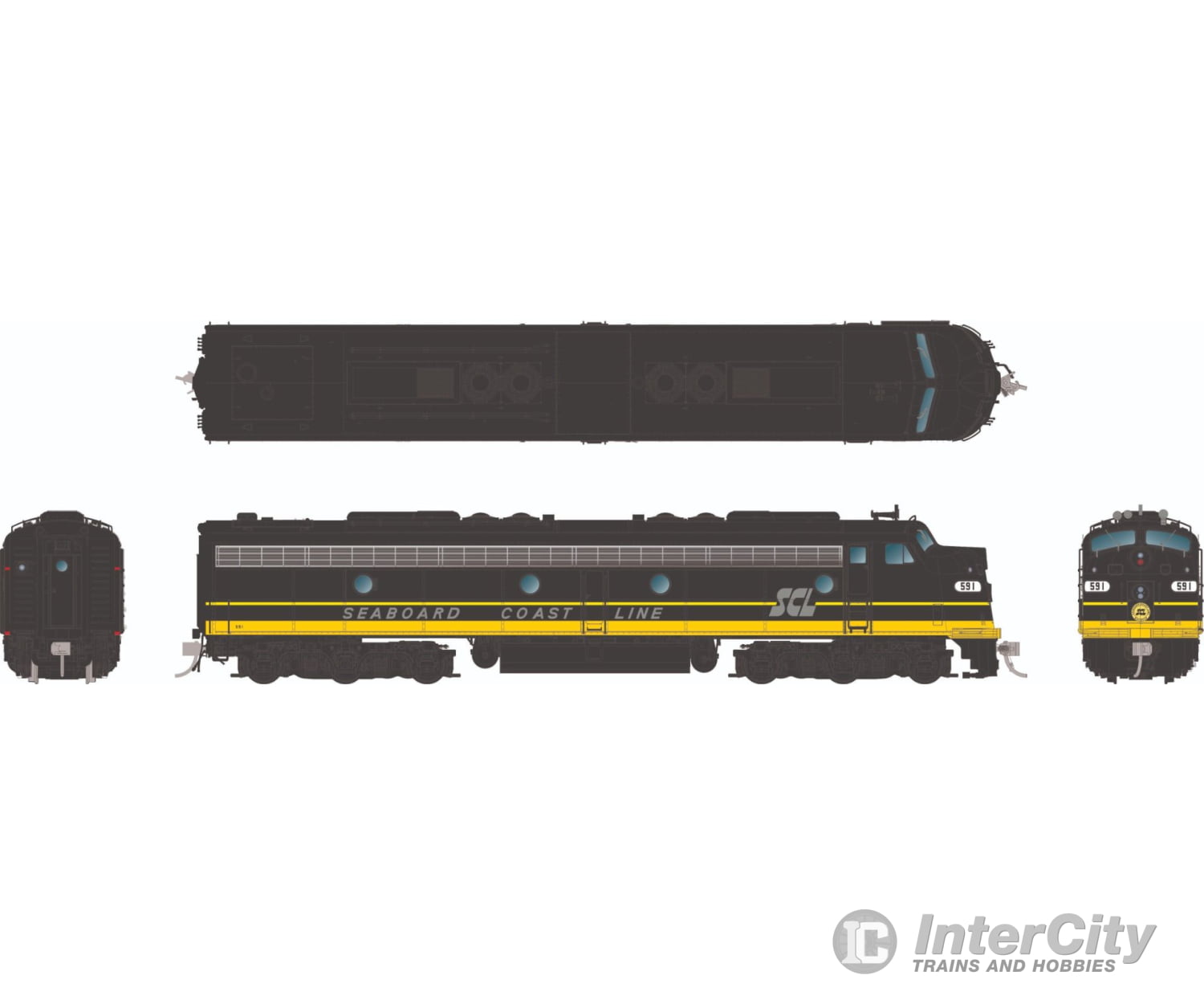 Rapido 028094 Ho Emd E8A (Dc/Silent): Seaboard Coast Line: #591 Locomotives